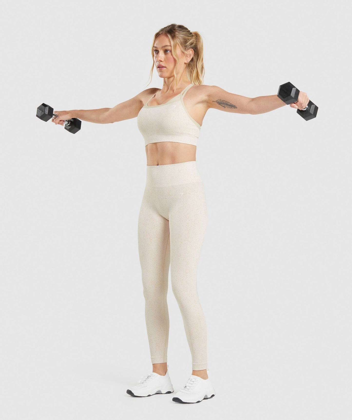 Gymshark Adapt Fleck Seamless Sports Bra - Mineral | Coconut White
