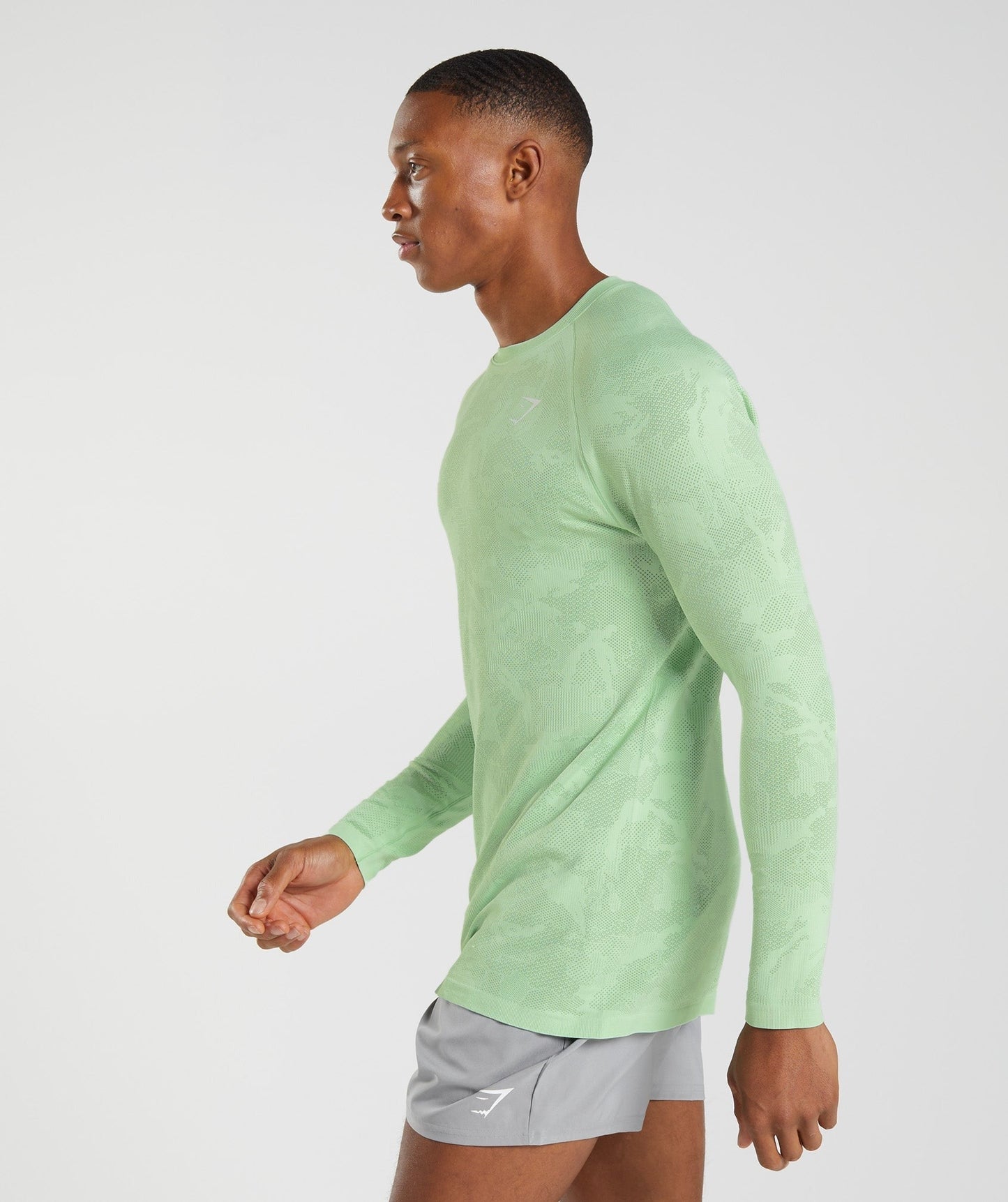 Gymshark Geo Seamless Long Sleeve T-Shirt - Aloe Green/Tea Green