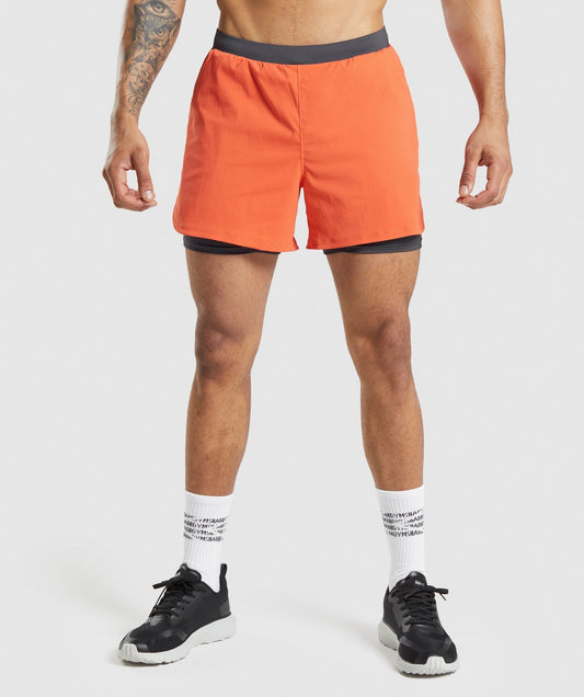 Gymshark Speed Evolve 5" 2 In 1 Shorts - Papaya Orange