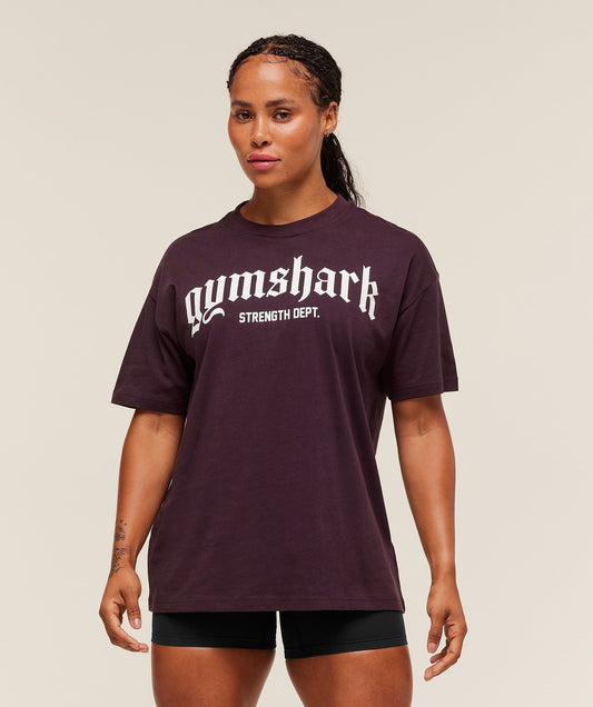 Gymshark Strength Department Oversized T-Shirt - Cherry Purple