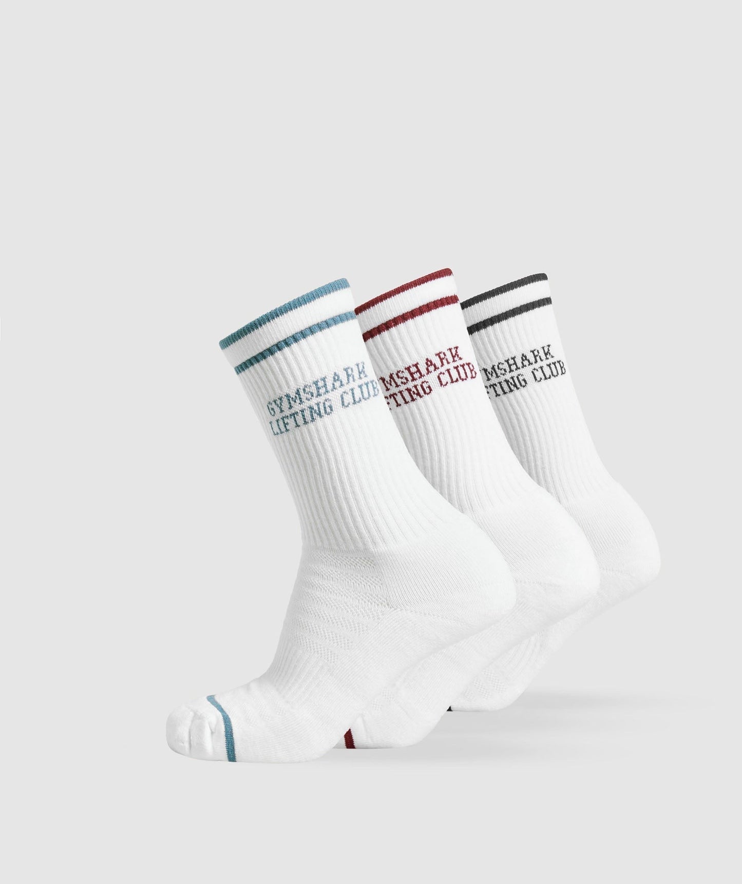 Gymshark Lifting Club Graphic Crew 3pk - White/Black/Classic Blue/Sets Red