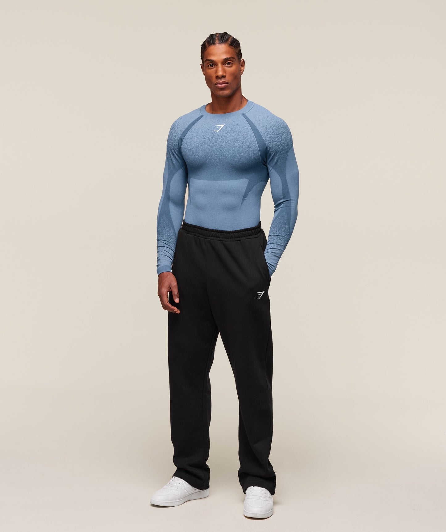 Gymshark Shadow Seamless Long Sleeve T-Shirt - Faded Blue