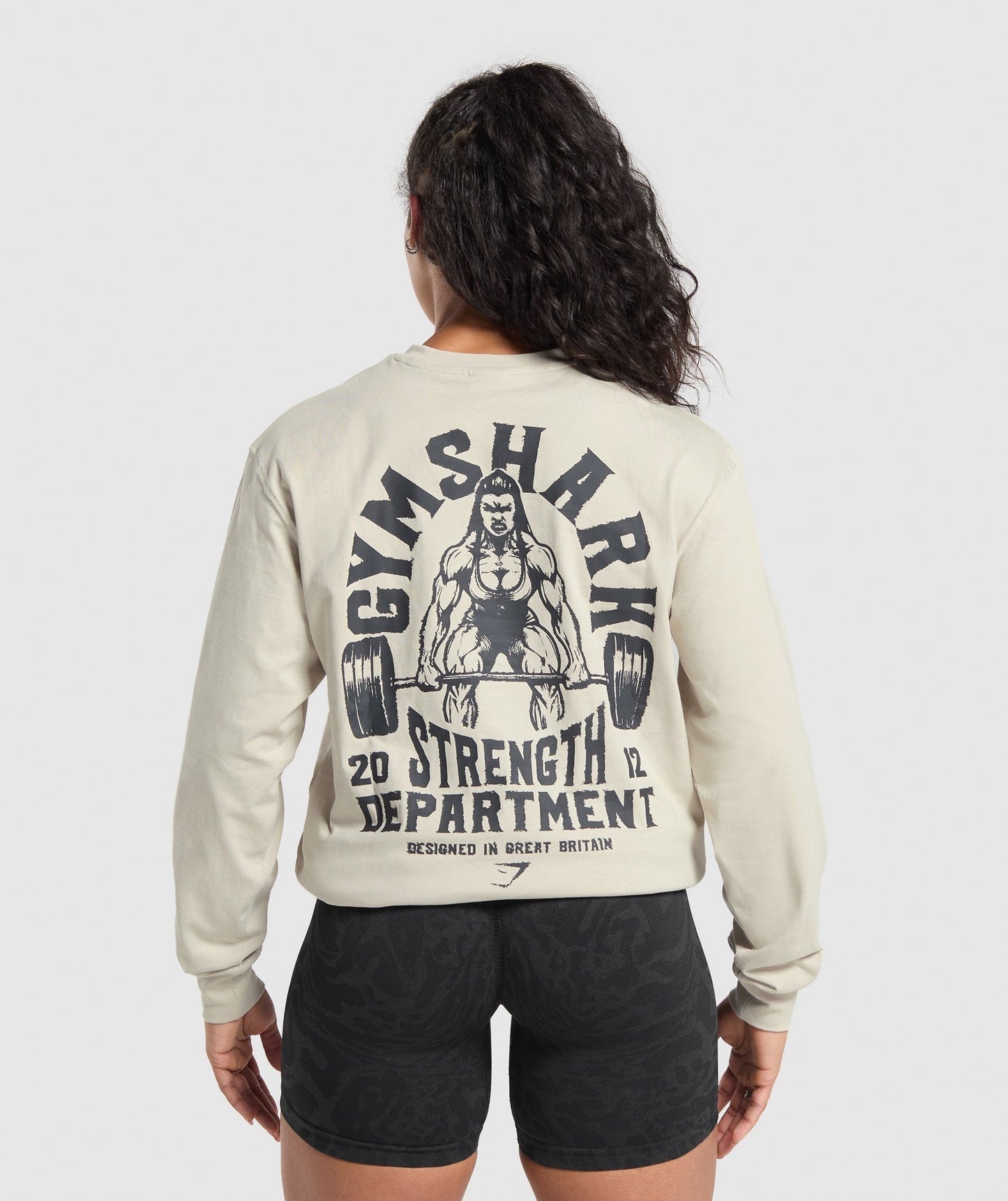 Gymshark Strength Department Graphic LS Top - Pebble Grey