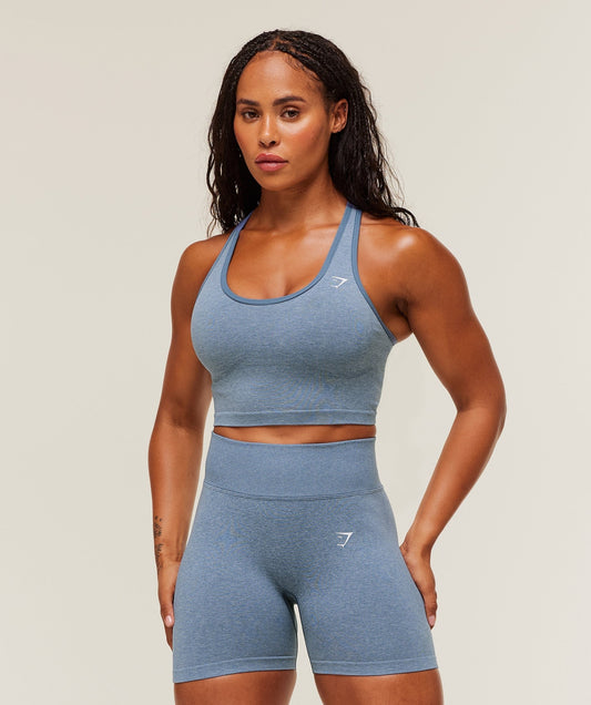 Gymshark Lift Seamless Shelf Midi Tank - Worn Blue/Peri Blue Marl