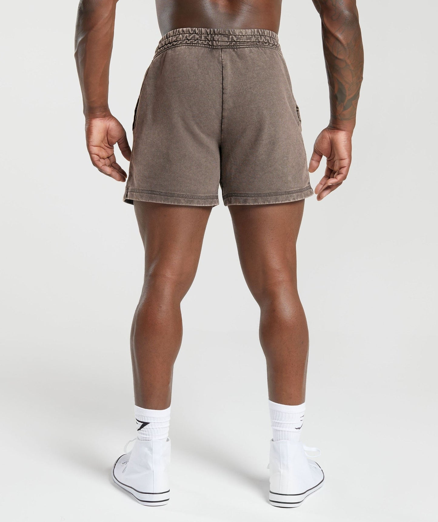 Gymshark Heritage 5" Shorts - Penny Brown/Acid Wash Small Ball