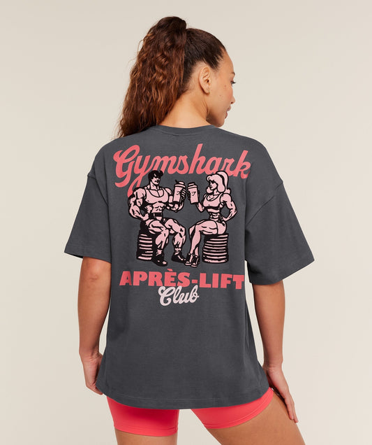 Gymshark Après-Lift Club Oversized T-Shirt - Grey