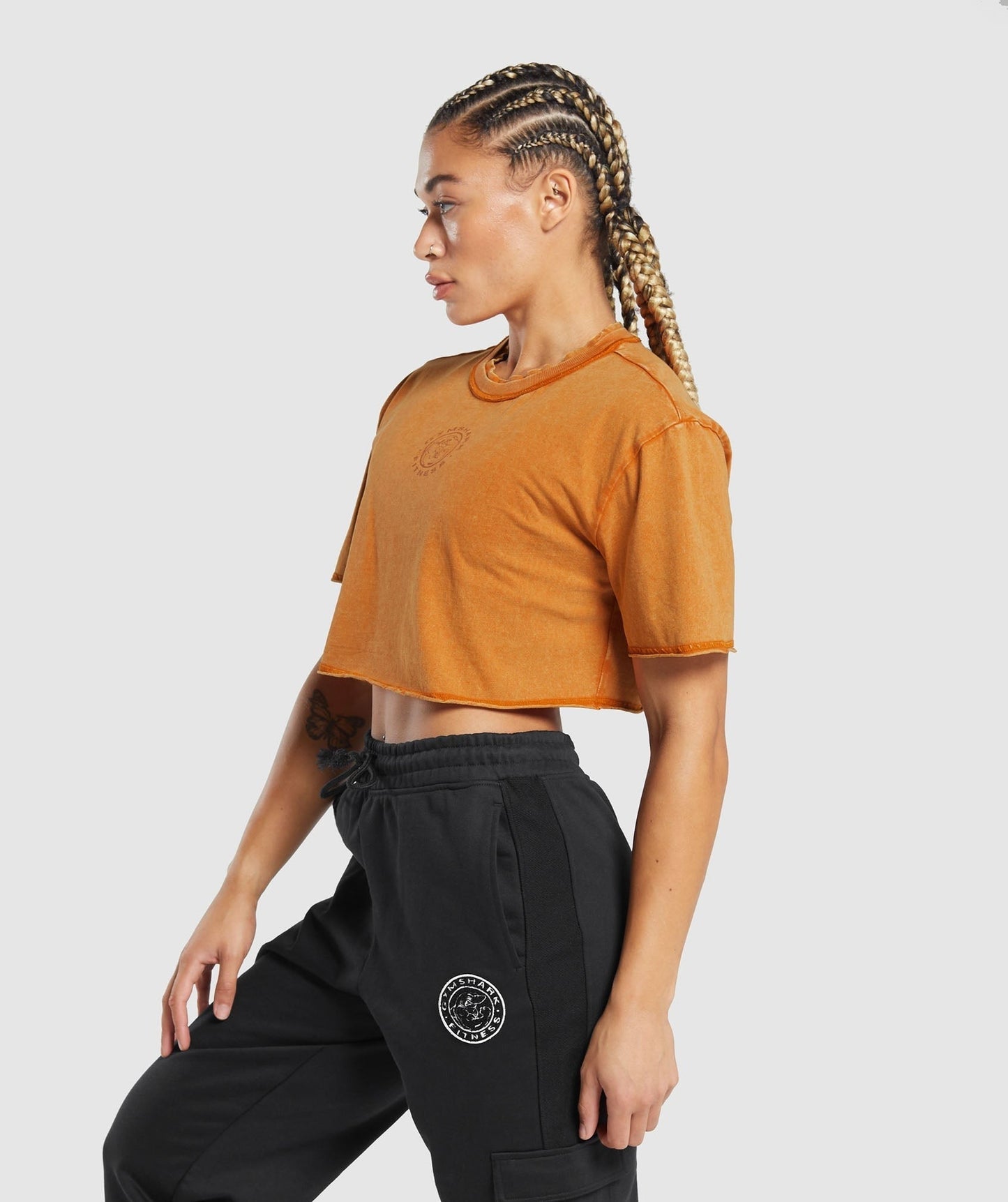 Gymshark Legacy Washed Crop Top - Charred Orange