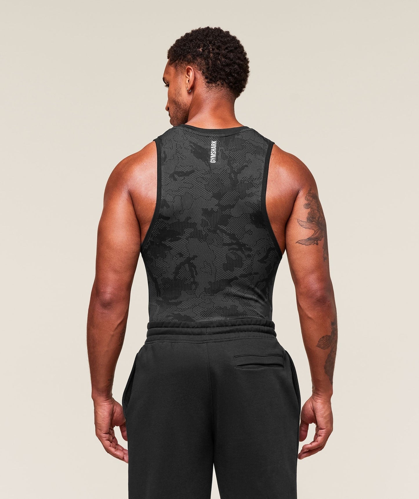 Gymshark Geo Seamless Tank - Black/Charcoal Grey