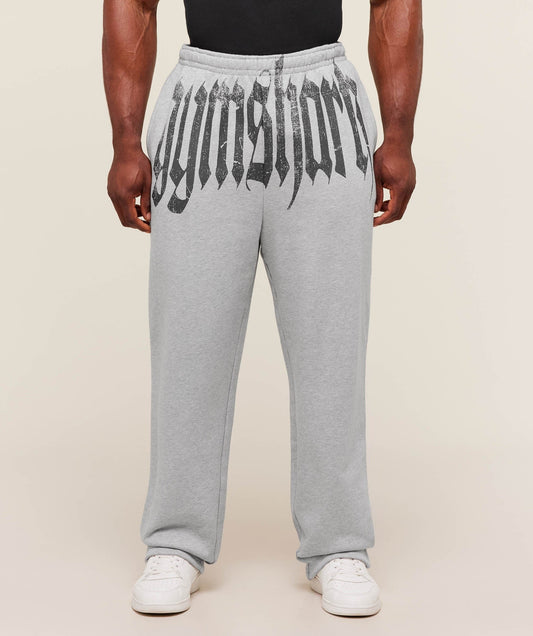 Gymshark Fade Graphic Straight Leg Joggers - Light Grey Core Marl