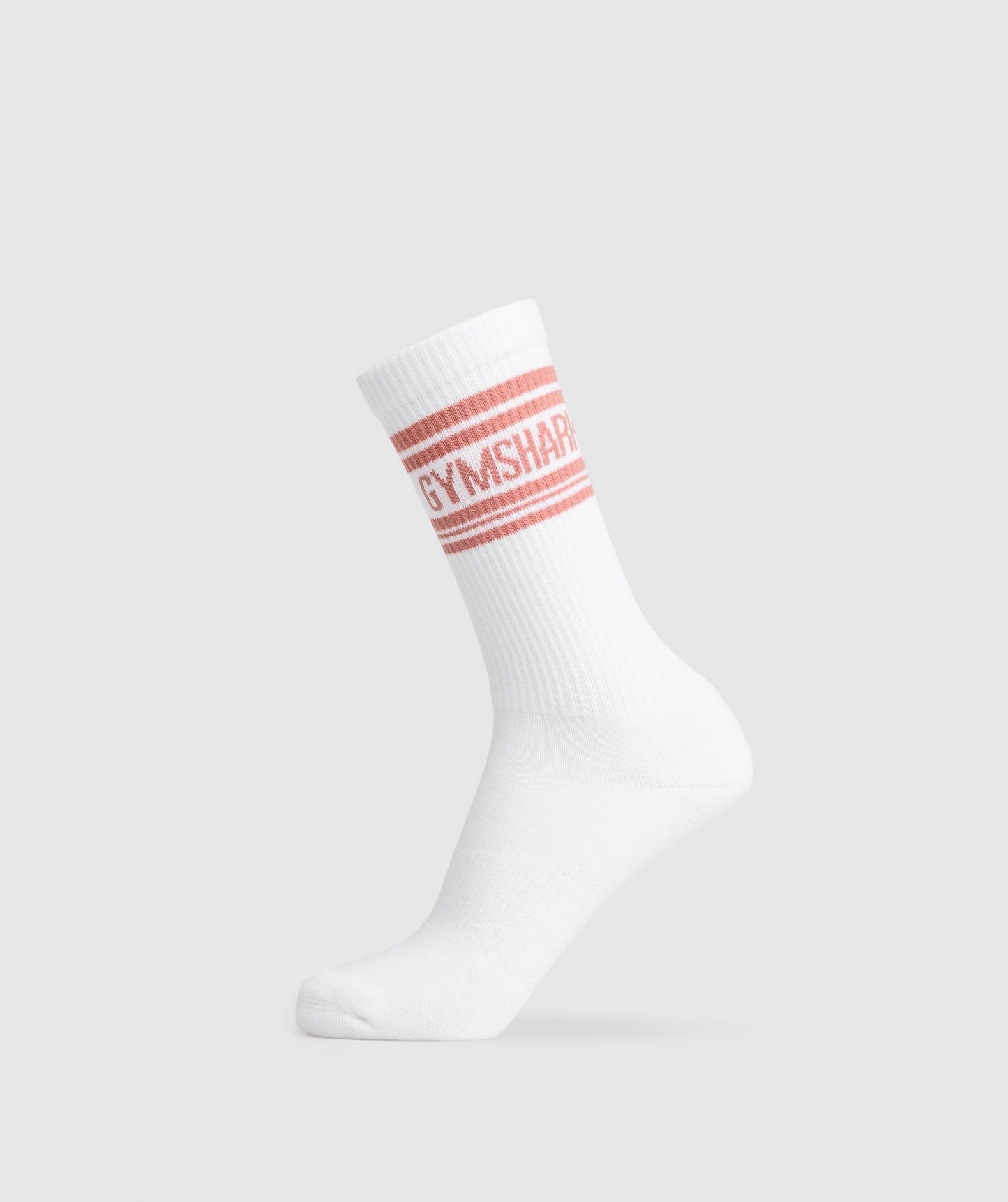 Gymshark Stripe Crew Single Sock - White/Sunbaked Pink