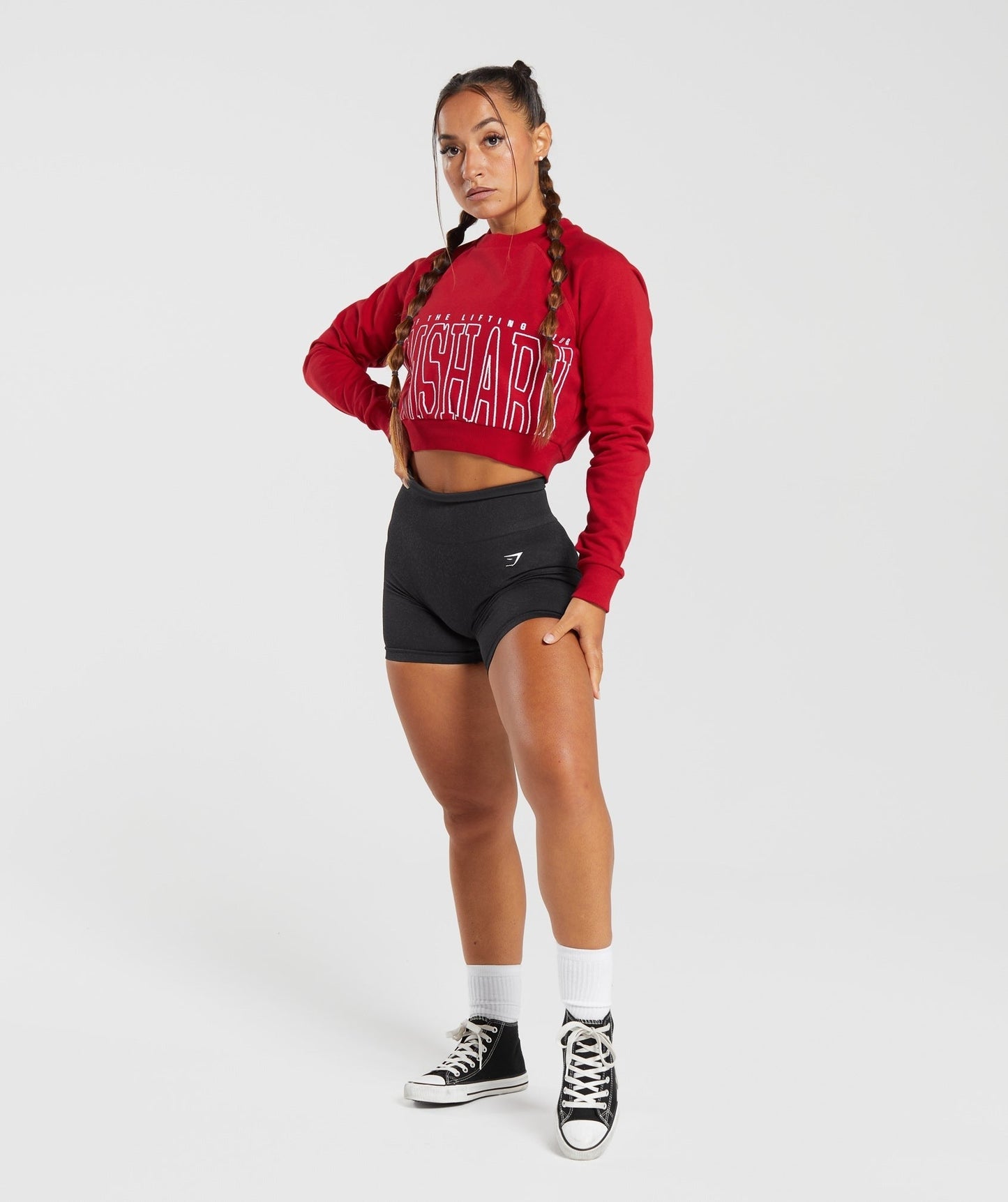 Gymshark Lifting Graphic Cropped Sweatshirt - Carmine Red