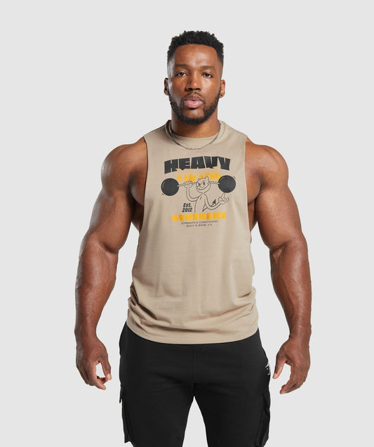 Gymshark Heavy Metal Drop Arm Tank - Brown