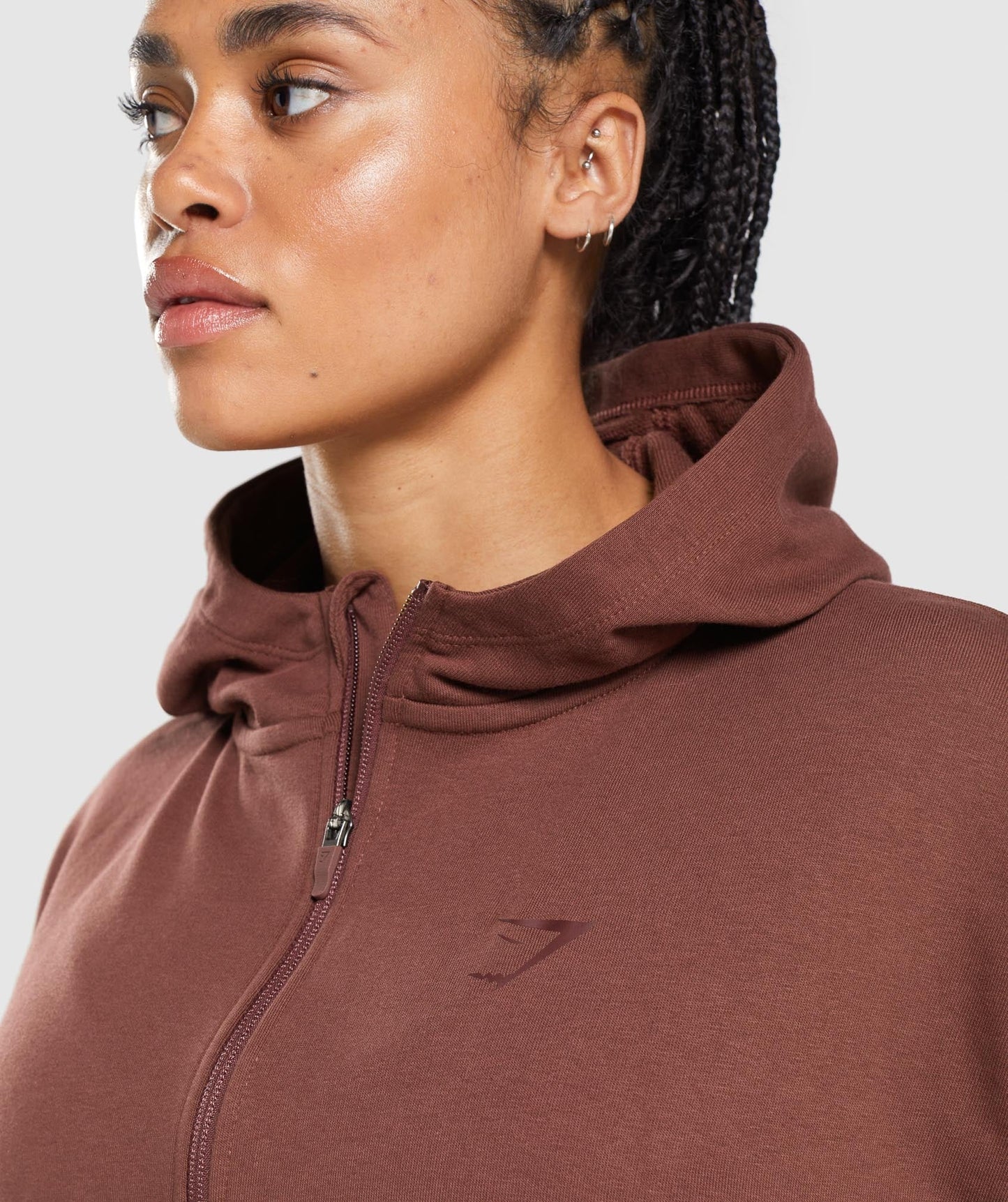 Gymshark GS Power Cropped Zip Hoodie - Cherry Brown