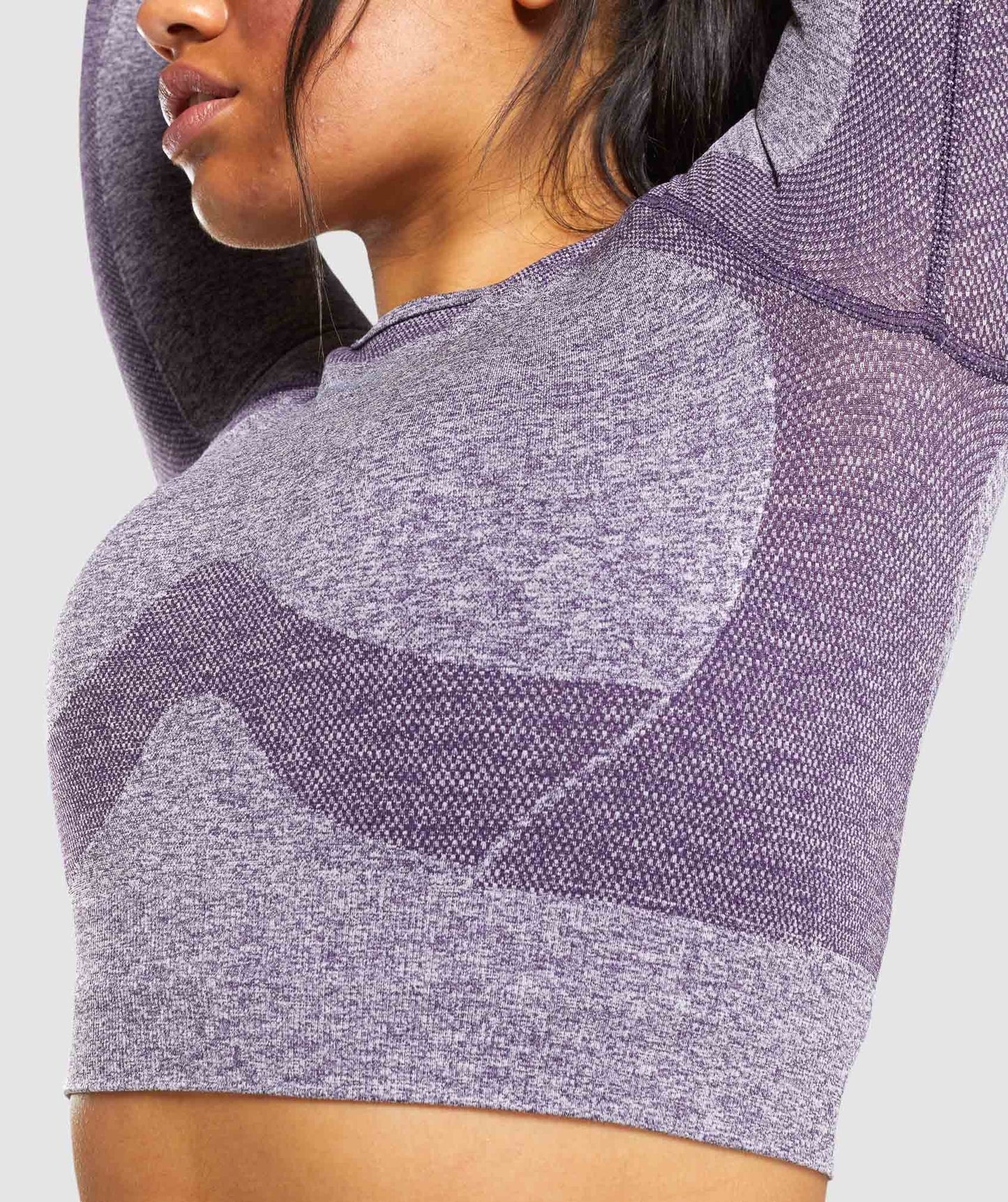 Gymshark Flex Sports Long Sleeve Crop Top - Purple Marl