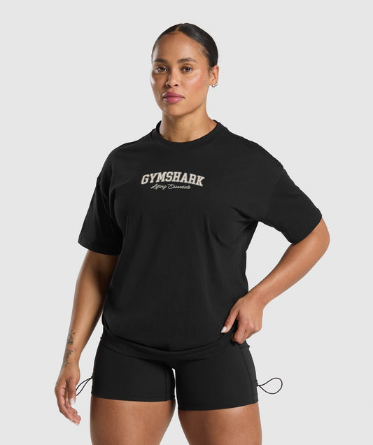 Gymshark Lifting Essentials Graphic Oversized T-Shirt - Black