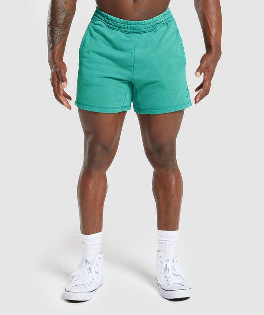 Gymshark Heritage 5" Shorts - Capri Blue/Acid Wash Small Ball