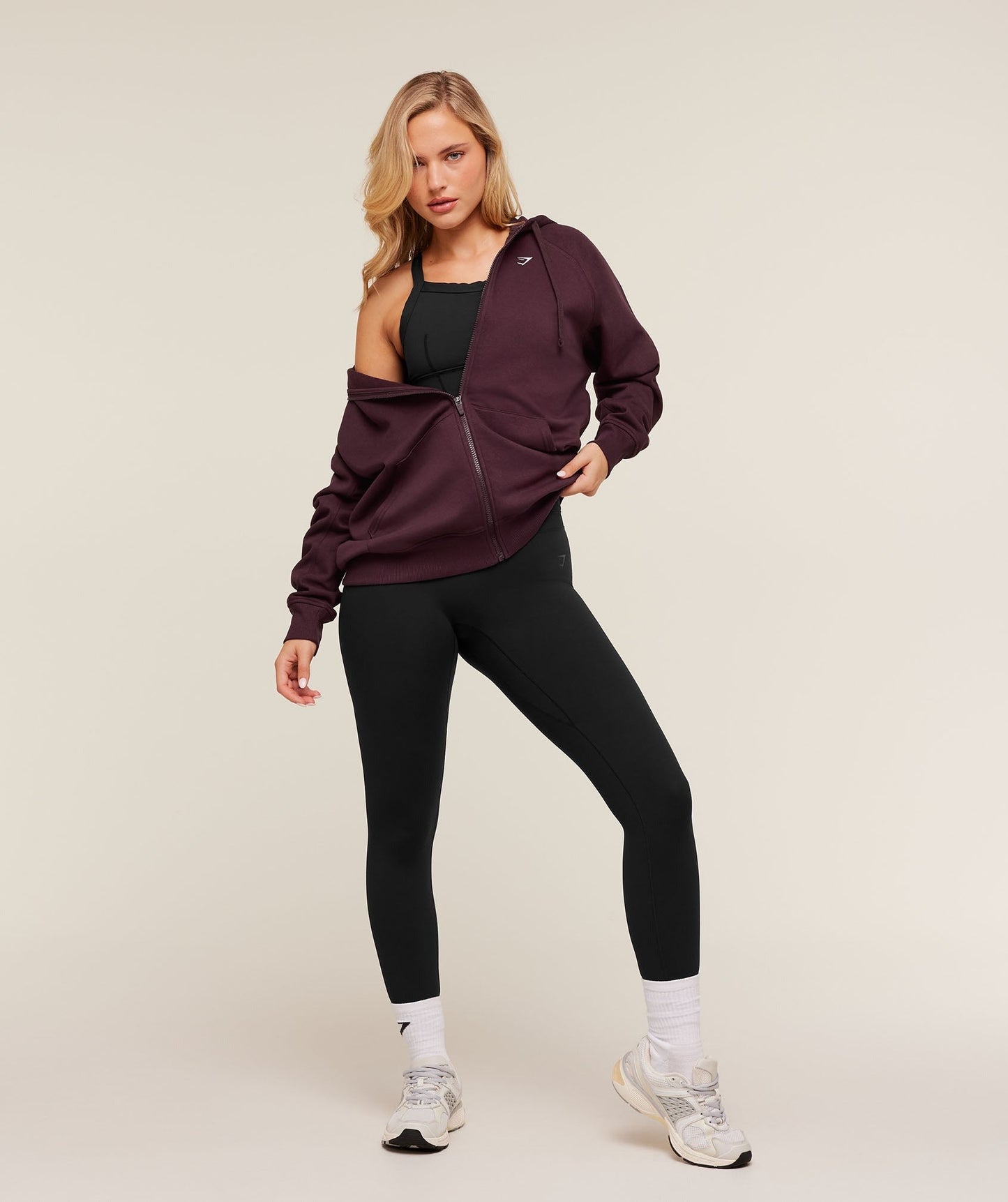 Gymshark Training Fleece Oversized Zip Hoodie - GS Cherry Purple