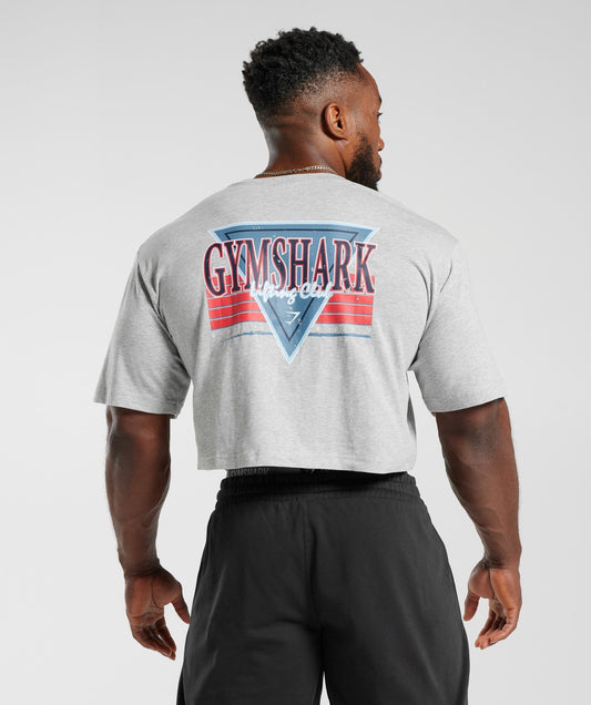 Gymshark Retrowave Crop T-Shirt - Light Grey Core Marl