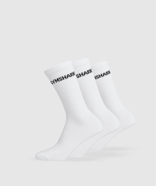 Gymshark Lite Crew Socks 3pk - White