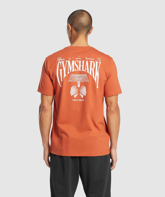 Gymshark Hybrid Wellness T-Shirt - Rust Orange