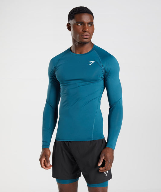 Gymshark Element Baselayer Long Sleeve T-Shirt - Atlantic Blue