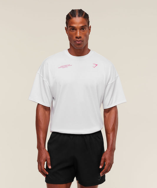 Gymshark Conditioning Club Oversized T-Shirt - White/Energy Pink