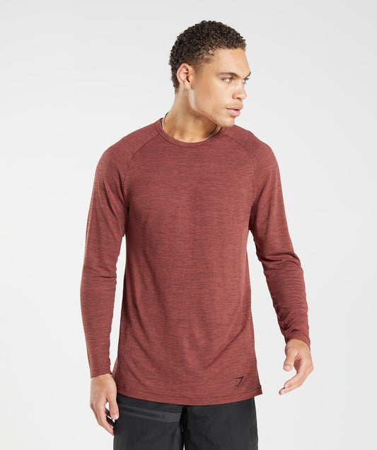 Gymshark Retake Seamless Long Sleeve T-Shirt - Rose Brown/Black Marl