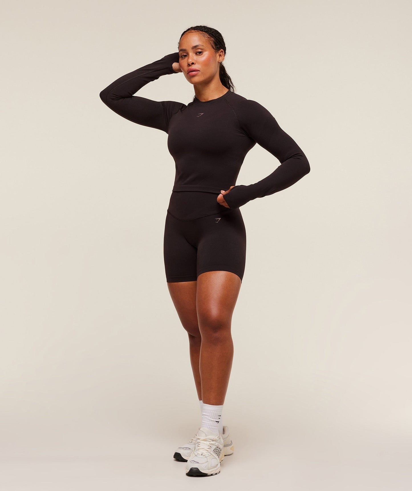 Gymshark Activate Long Sleeve Crop Top - Plum Brown