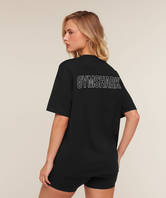 Gymshark Trace Graphic Oversized T-Shirt - Black