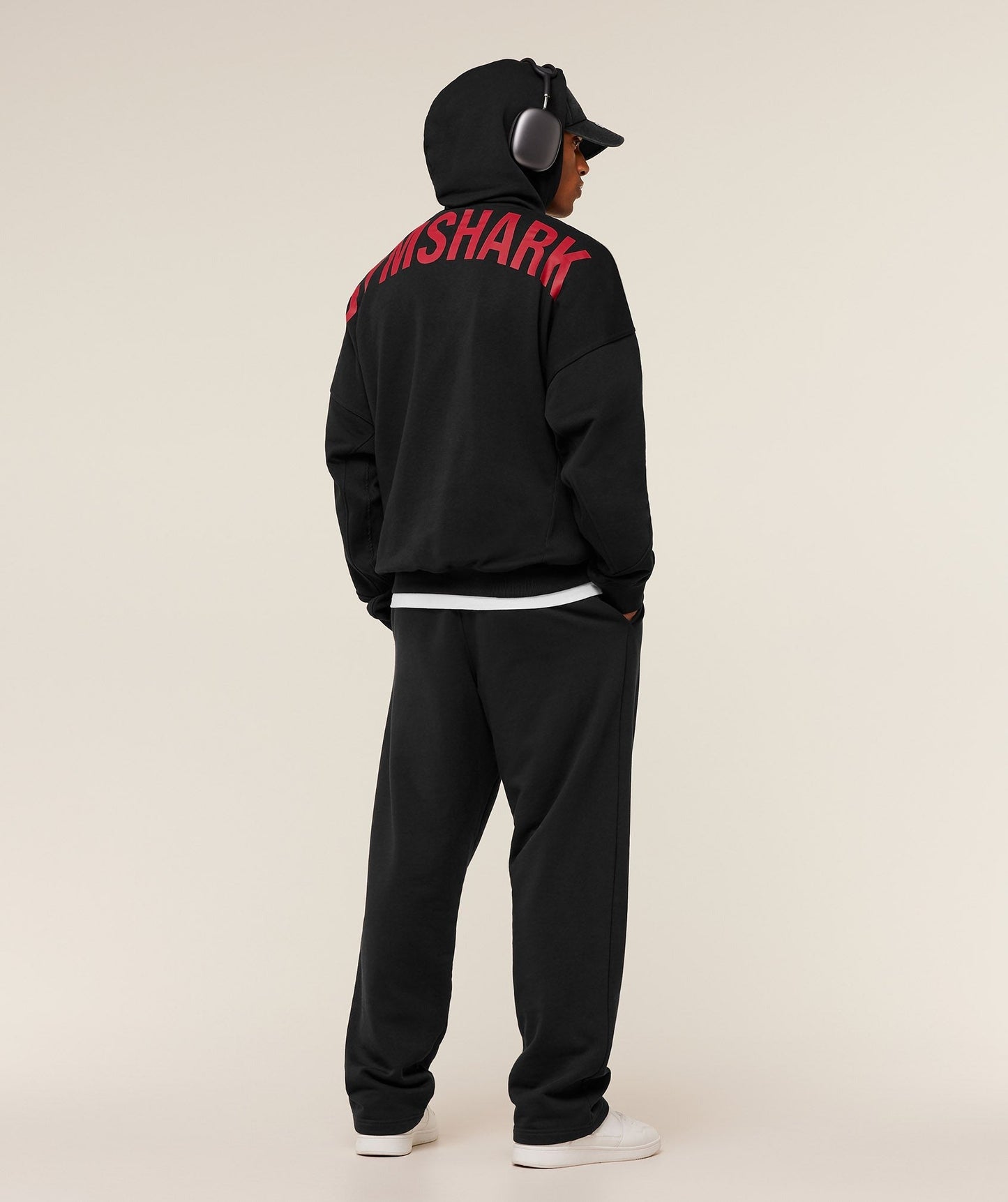 Gymshark Power Oversized Hoodie - Black/Conditioning Red