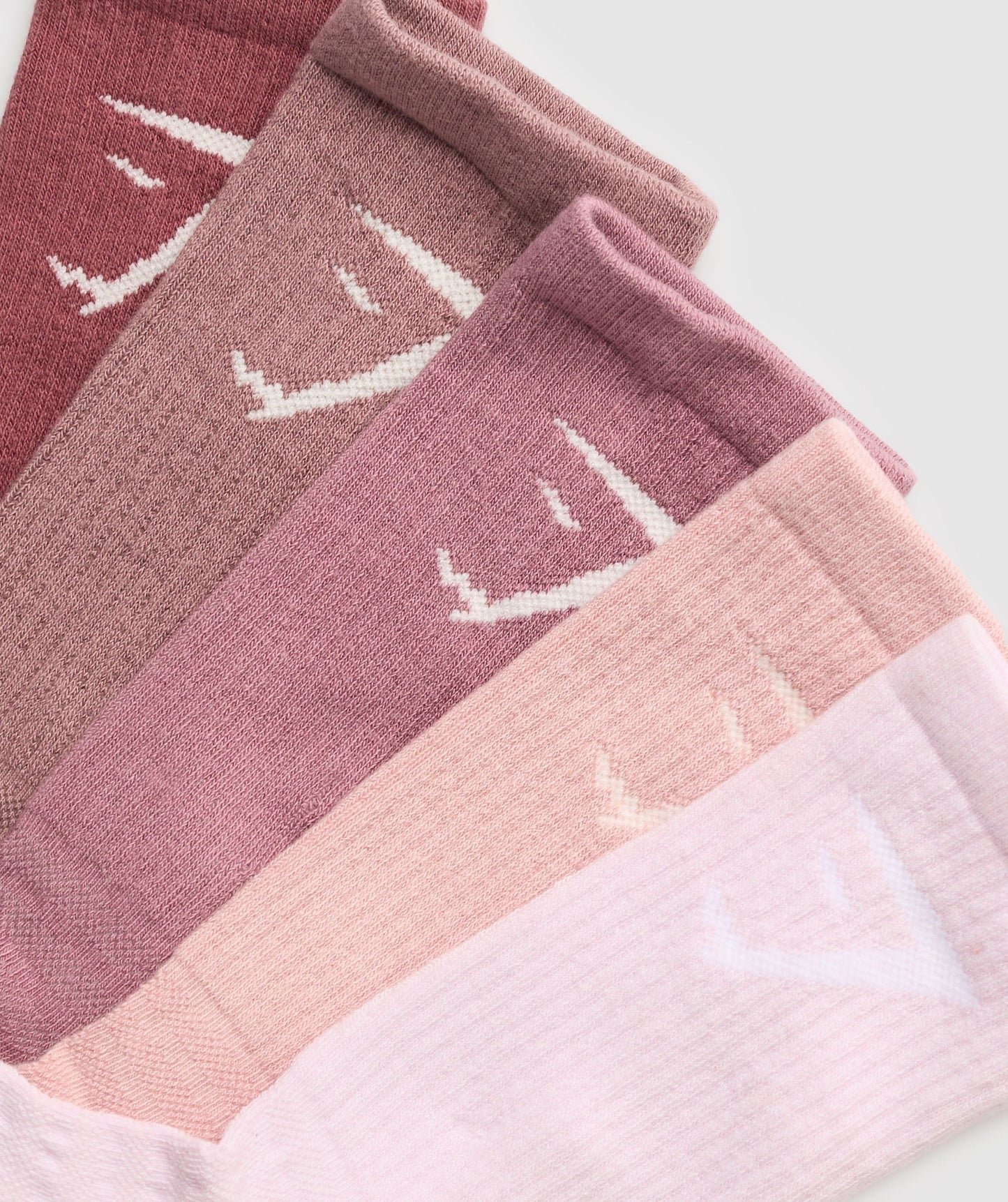Gymshark Crew Socks 5pk - Washed Berry Pink/Chestnut Pink/Calm Pink/Lift Pink/Ice Pink