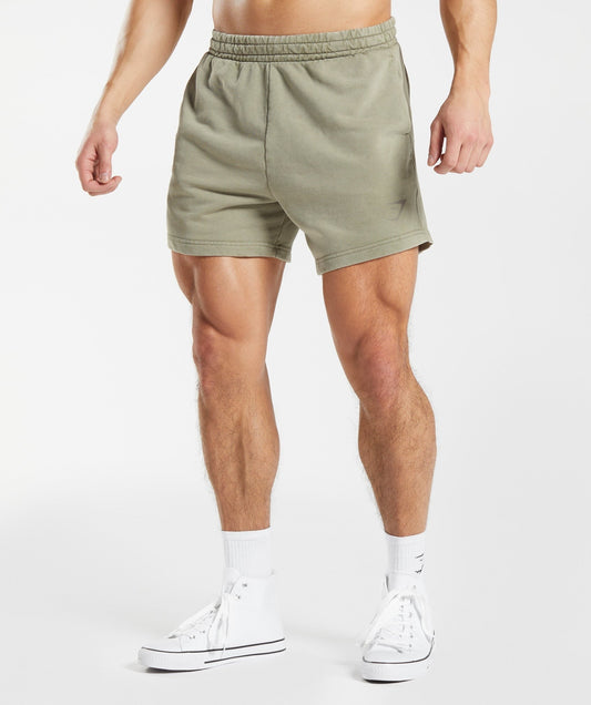 Gymshark Power Washed 5" Shorts - Ecru Brown