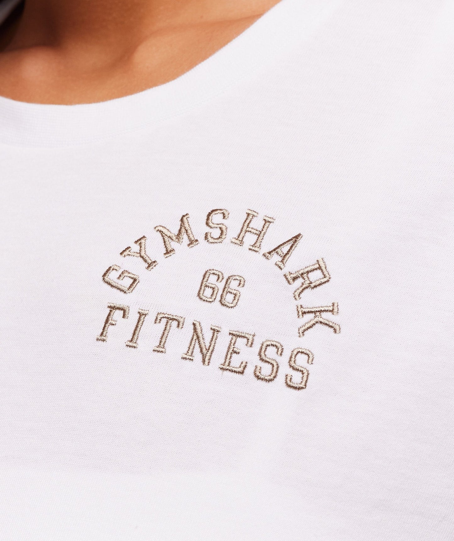 Gymshark Fitness Embroidered Graphic Oversized Crop Top - White
