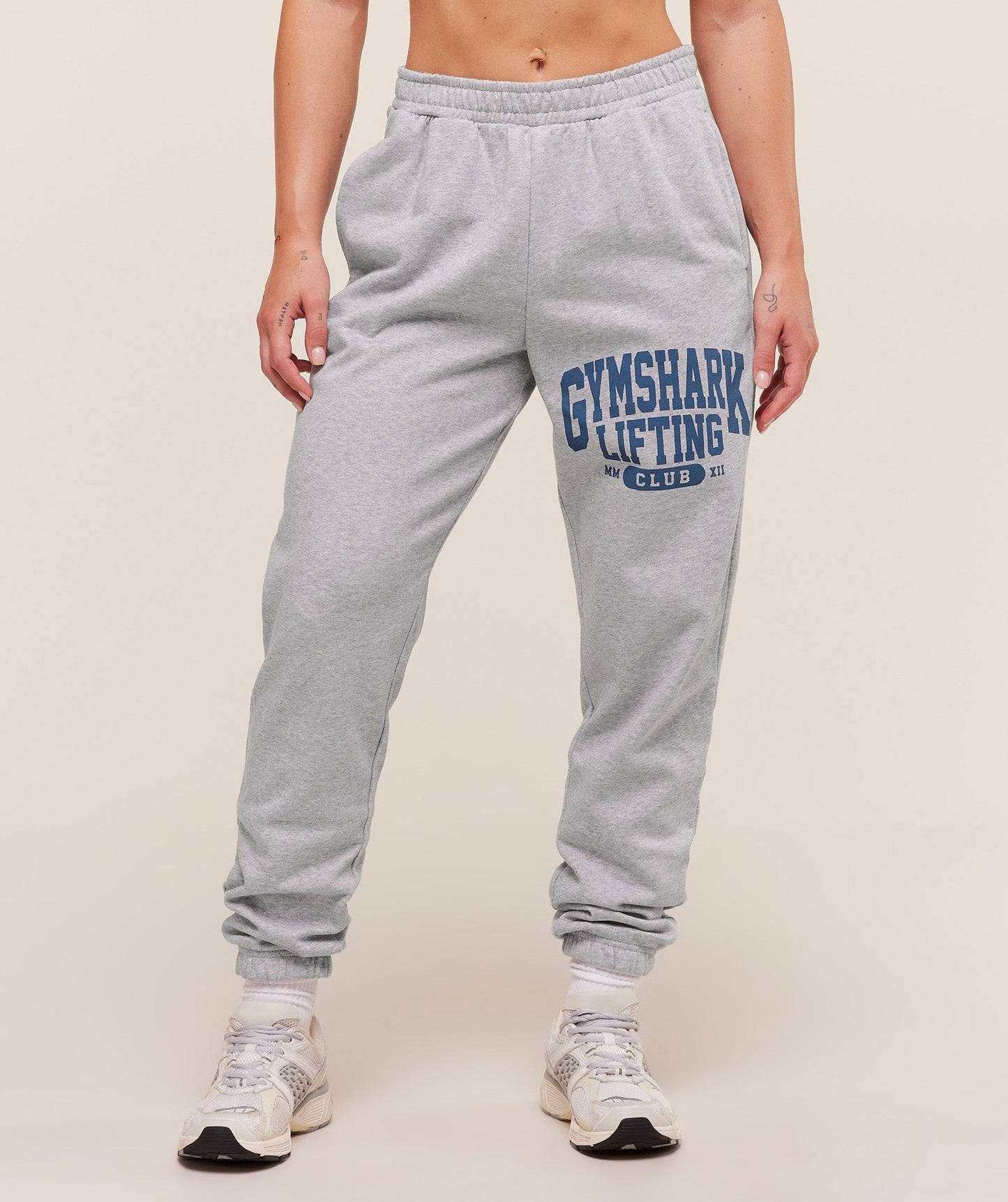 Gymshark Lifting Club Graphic Joggers - Light Grey Core Marl