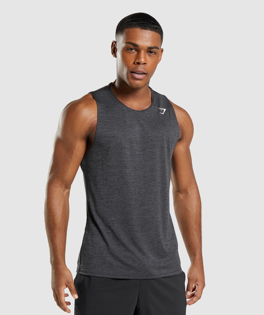 Gymshark Arrival Slim Marl Tank - Black/Onyx Grey Marl