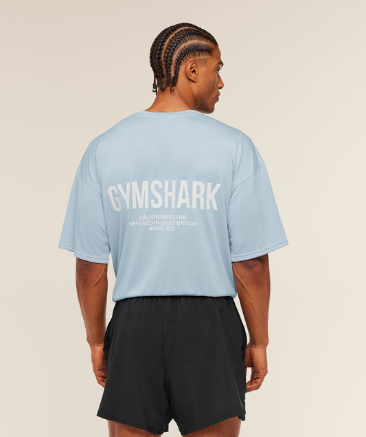 Gymshark Conditioning Club Oversized T-Shirt - Chilled Blue/White