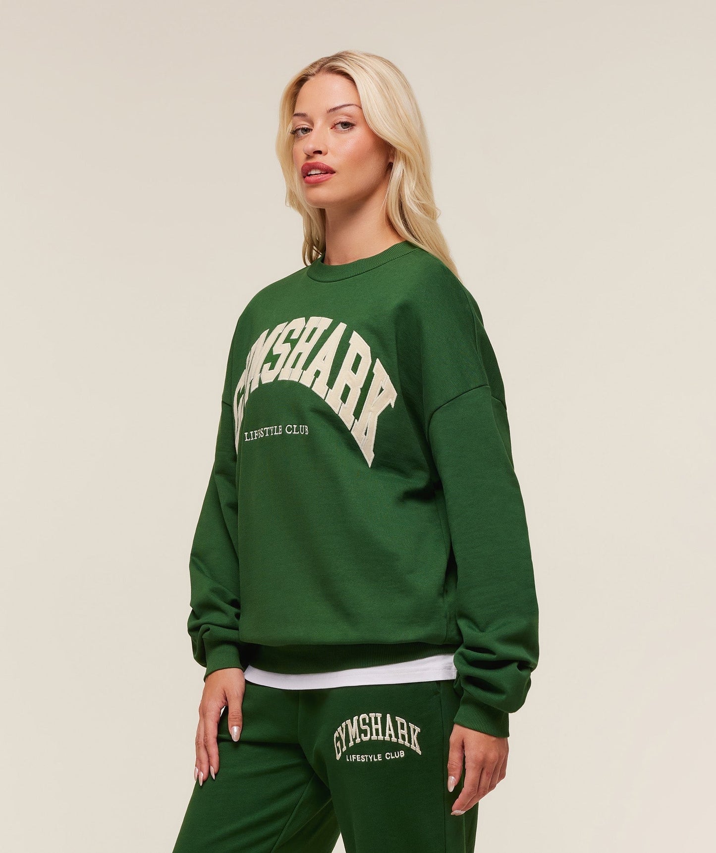 Gymshark Collegiate Graphic Crew Neck Pullover - Athletic Green