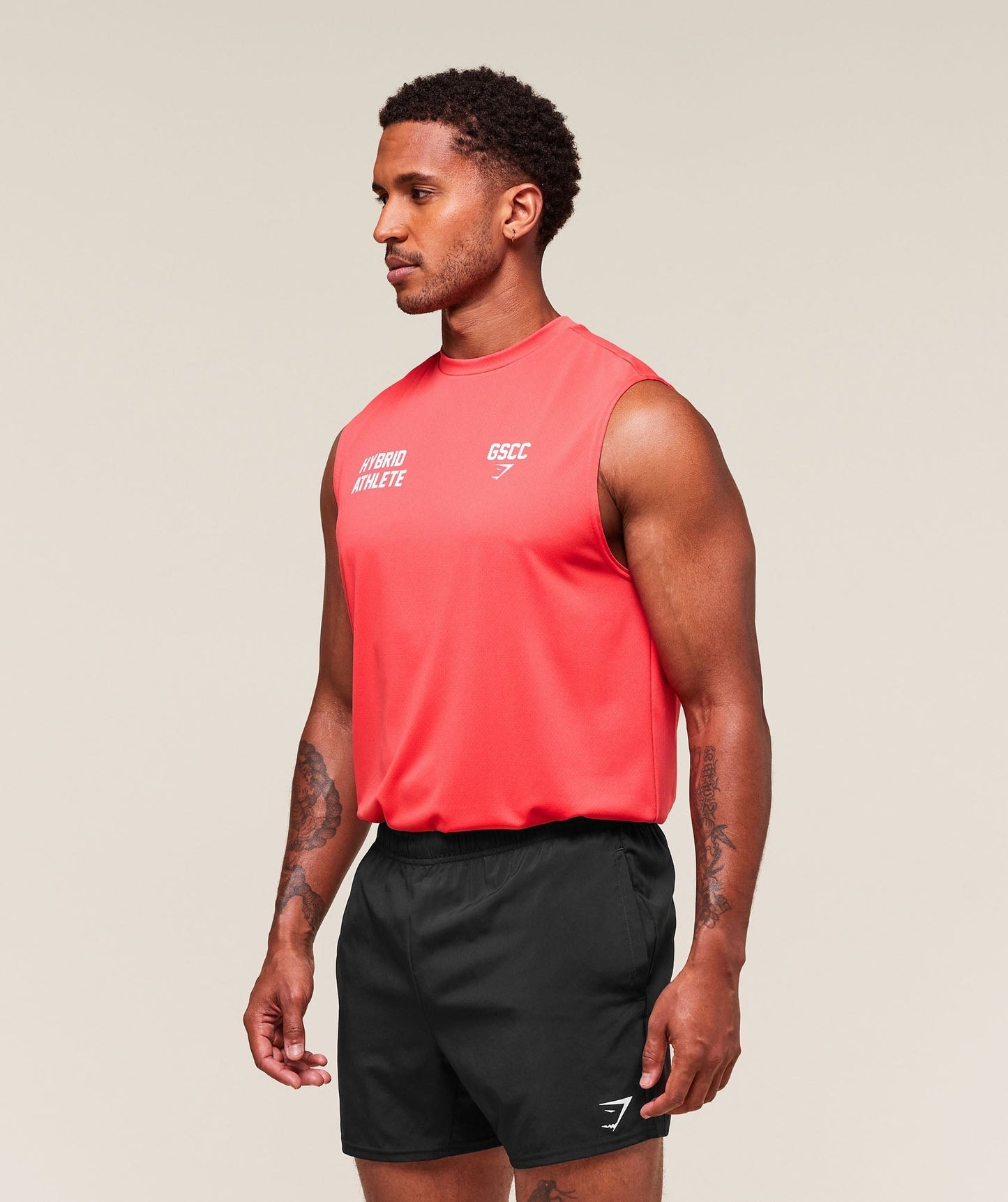 Gymshark Hybrid Athlete Cut Off Tank - Coral Red