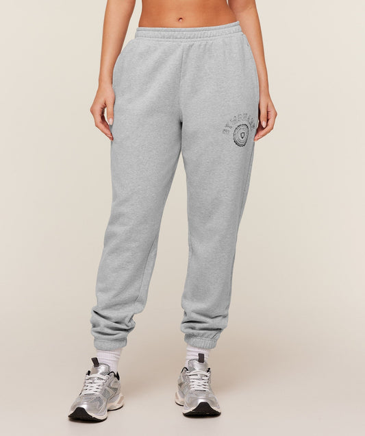 Gymshark Worn Crest Graphic Joggers - Light Grey Core Marl