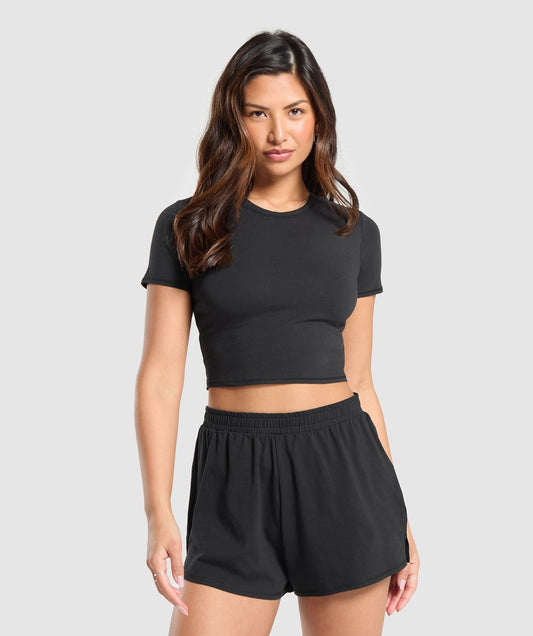 Gymshark Cotton Crop Top - Black