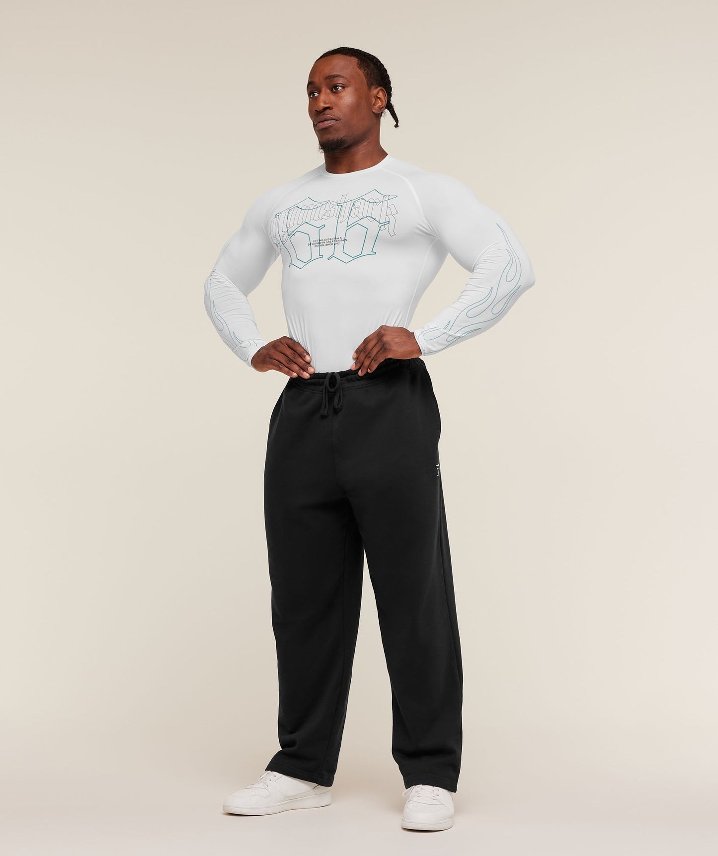 Gymshark Outline Graphic Long Sleeve Baselayer - White