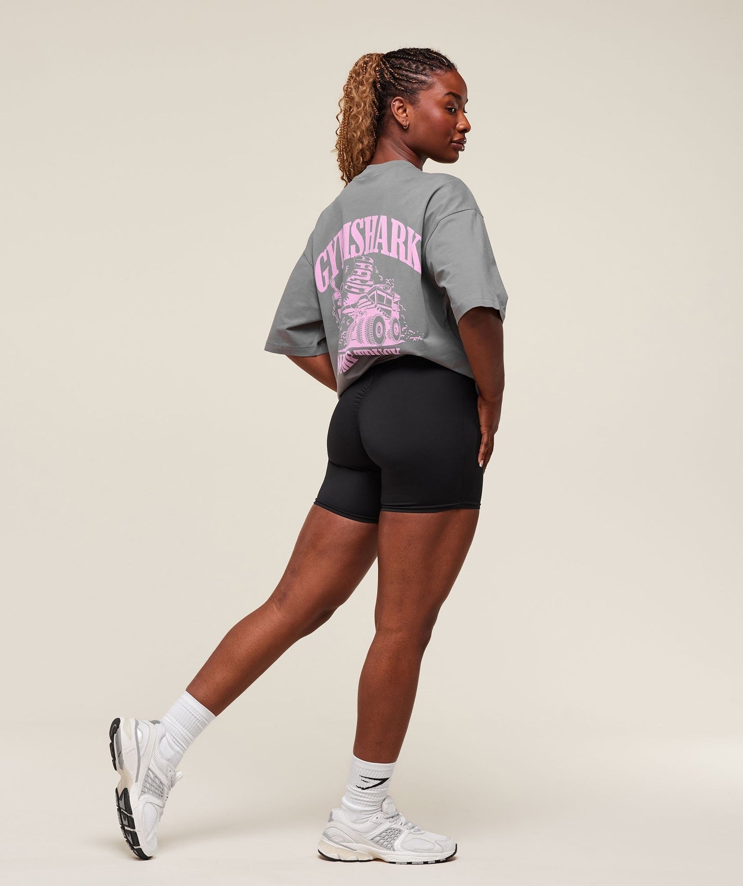 Gymshark Dump Truck Graphic Oversized T-Shirt - Ash Grey