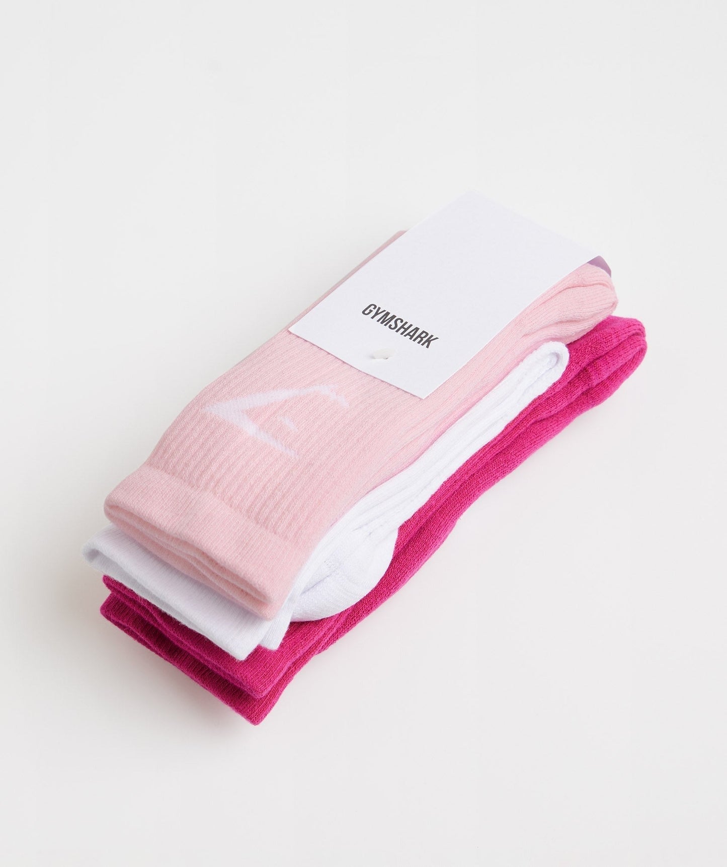 Gymshark Crew Socks 3pk - Magenta Pink/White/Sweet Pink
