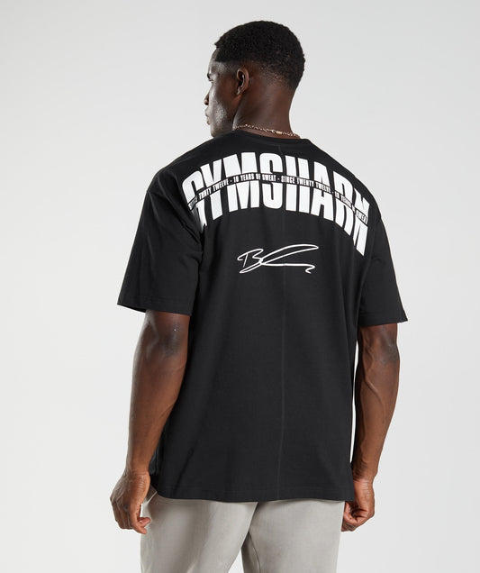 Gymshark GS10 Year Oversized T-Shirt - Black