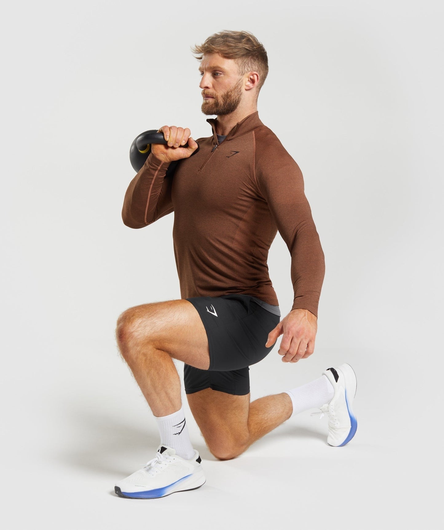 Gymshark Vital 1/4 Zip - Persimmon Red/Truffle Brown