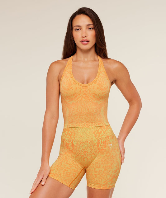 Gymshark Adapt Animal X Whitney Tank Top with Shelf - Sorbet Yellow / Dayglow Peach