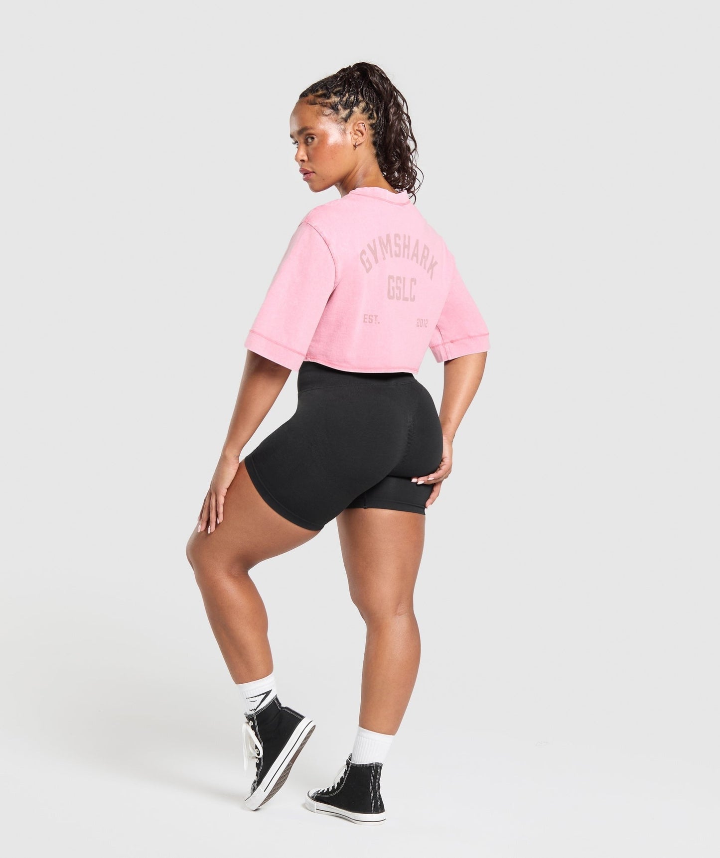 Gymshark GSLC Washed Graphic Crop Top - Sunset Pink