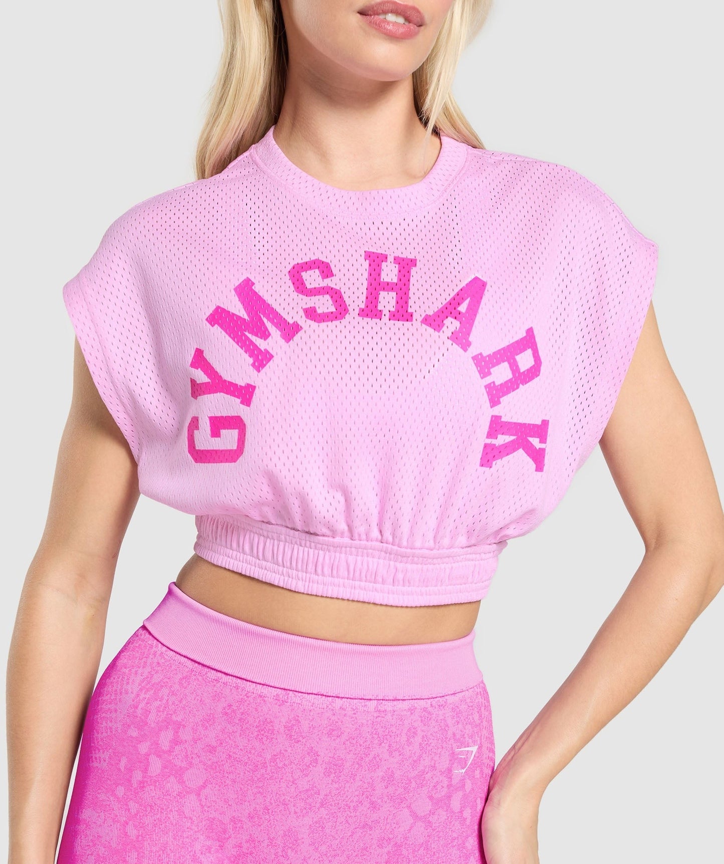 Gymshark Mesh Graphic Crop Top - Sour Pink