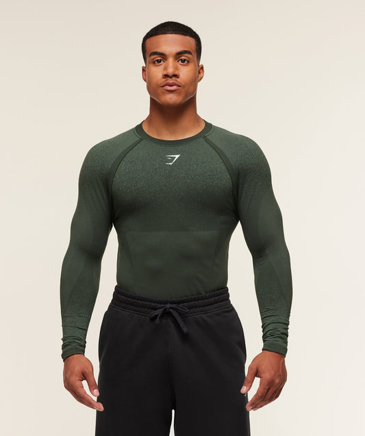 Gymshark Shadow Seamless Long Sleeve T-Shirt - Trail Green