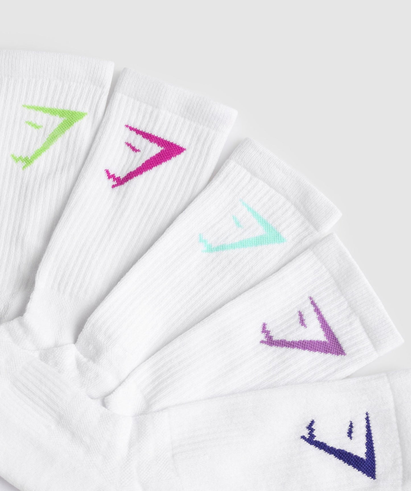 Gymshark Crew Socks 5pk - Purple/Green/Turquoise/Pink
